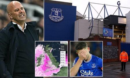 Merseyside derby between Everton and Liverpool called off as Storm Darragh batters UK – The Independent