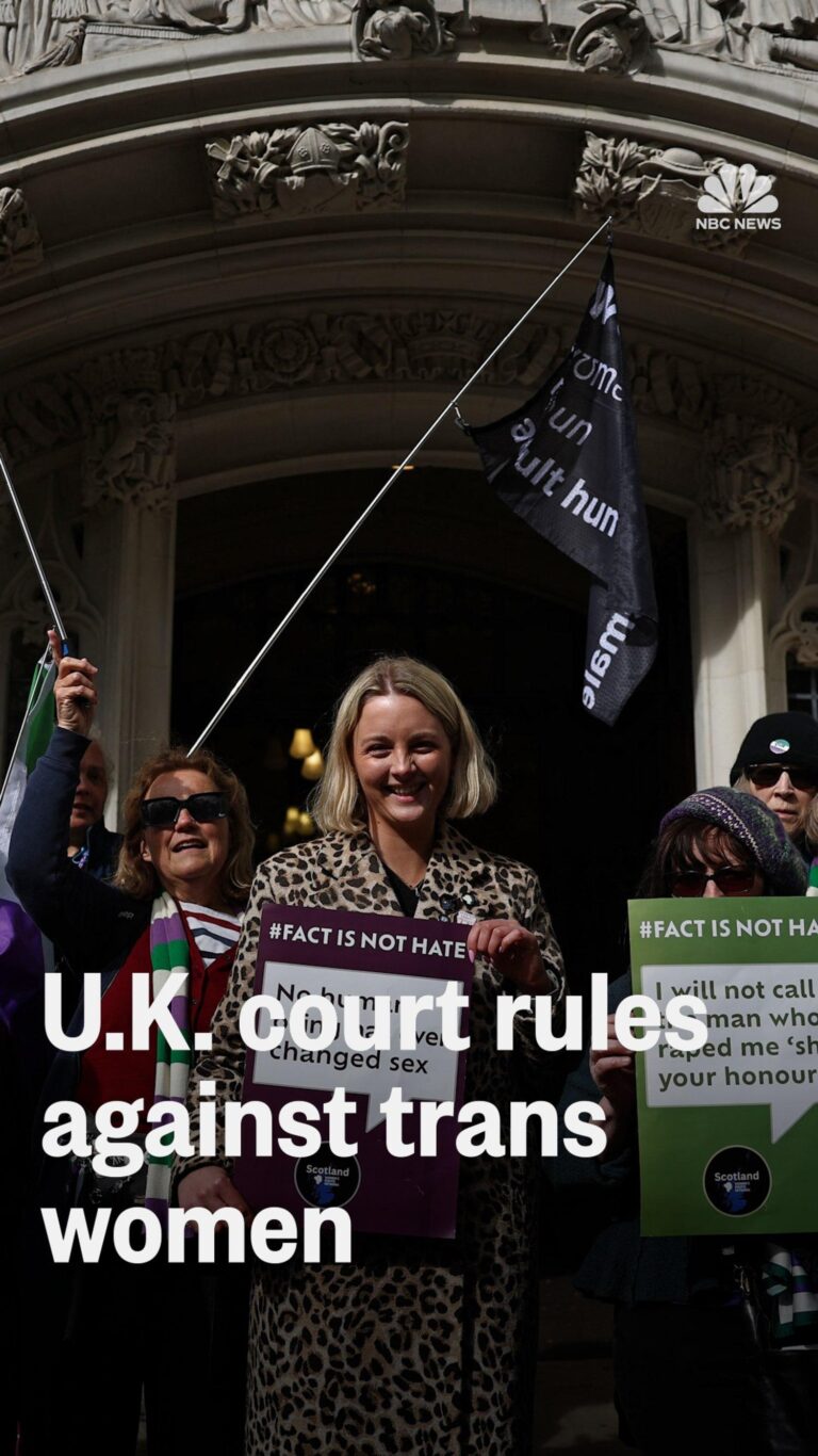 U.K. high court says trans women don’t meet definition of women under equalities law – NPR
