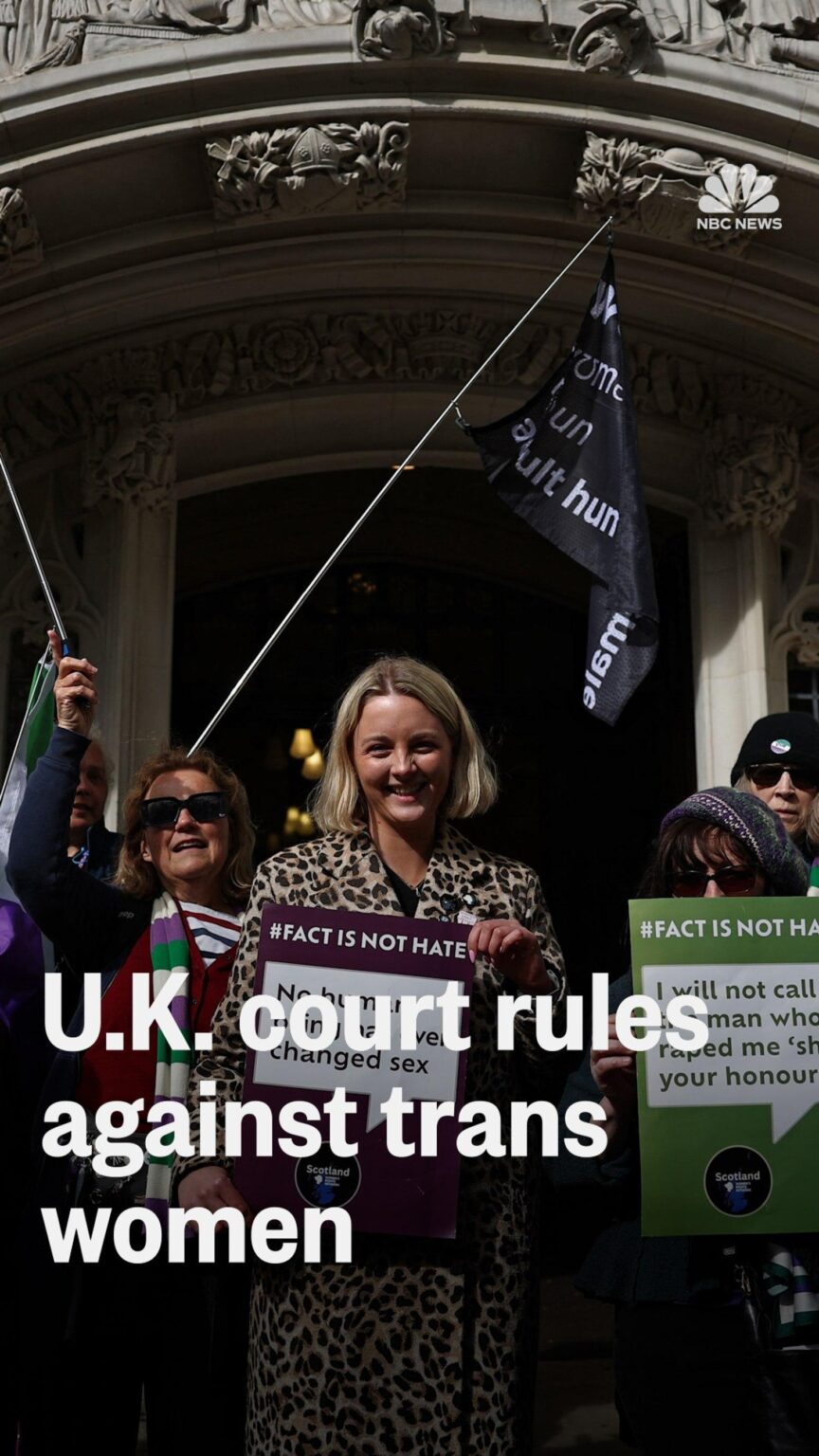 U.K. high court says trans women don’t meet definition of women under equalities law – NPR