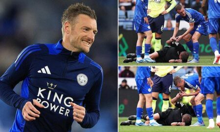 Jamie Vardy blows referee’s whistle to stop Leicester-Southampton game after official suffers head injury – The Independent