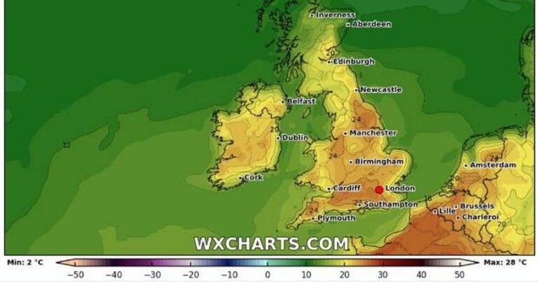Exact date UK set for two-day heat surge as weather maps turn red – Leicester Mercury