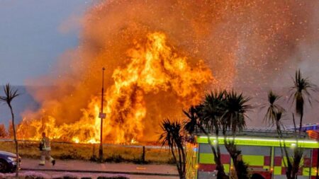 Watch: Fire destroys Bournemouth beach huts – The Telegraph