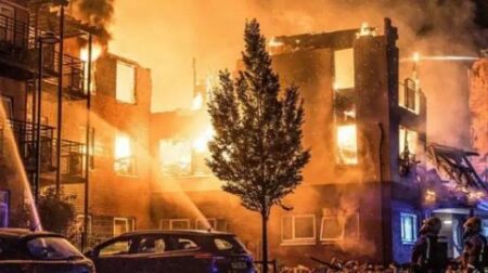 Warrington flats fire sees 50 people rescued from blaze – BBC