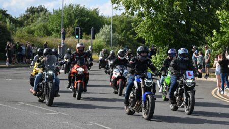 Swindon motorbike convoy escort bullied teen to prom – BBC