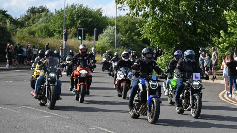 Swindon motorbike convoy escort bullied teen to prom – BBC