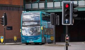 Boy injured in fall from double-decker bus window in Derby – BBC