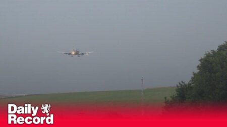 Plane struggles to land in Leeds as Storm Floris hits UK – BBC
