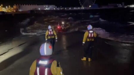 Blackpool lifeboat crew injured after strong waves during rescue – BBC